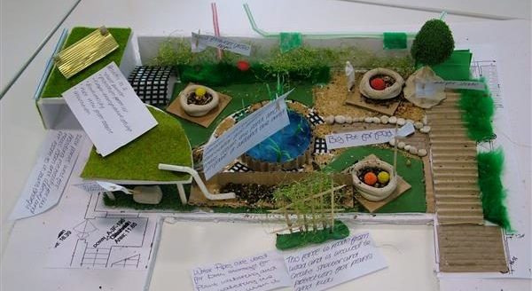 Self-made architectural model of a play area.