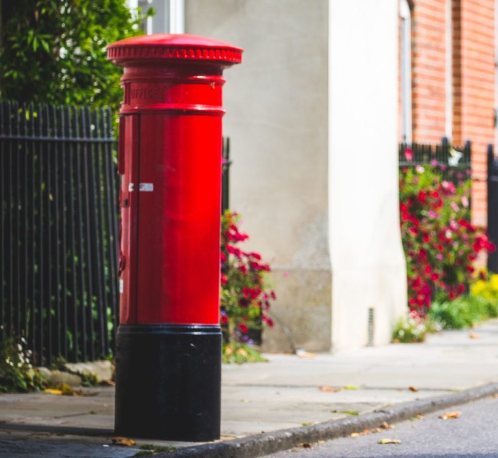 Red letterbox in a