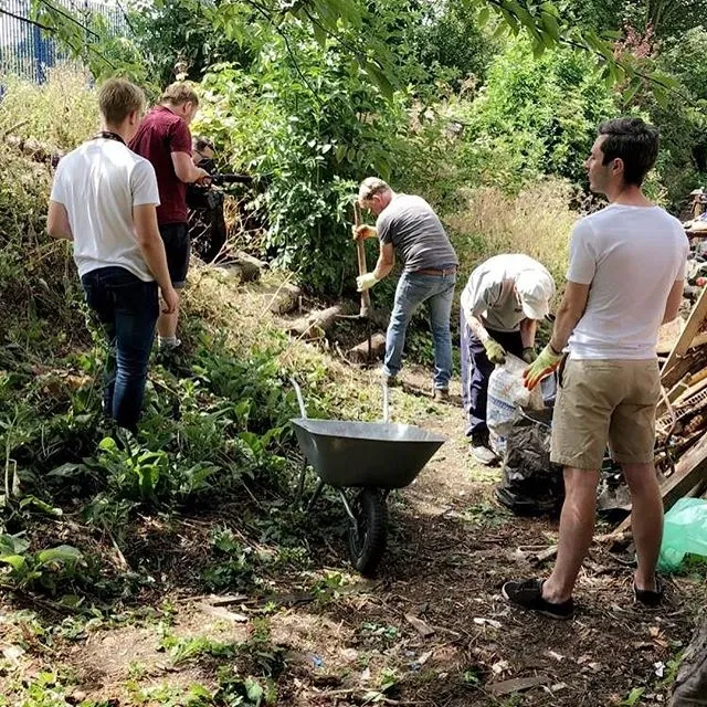 Volunteers gardening in Westbury Banks Nature Reserve