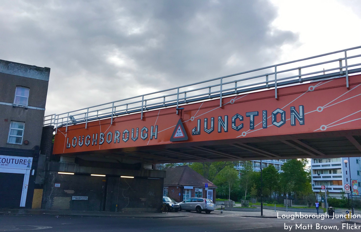 Railway bridge with Loughborough Junction written on it